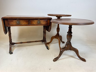 Lot 764 - A reproduction sofa table  and two wine tables....