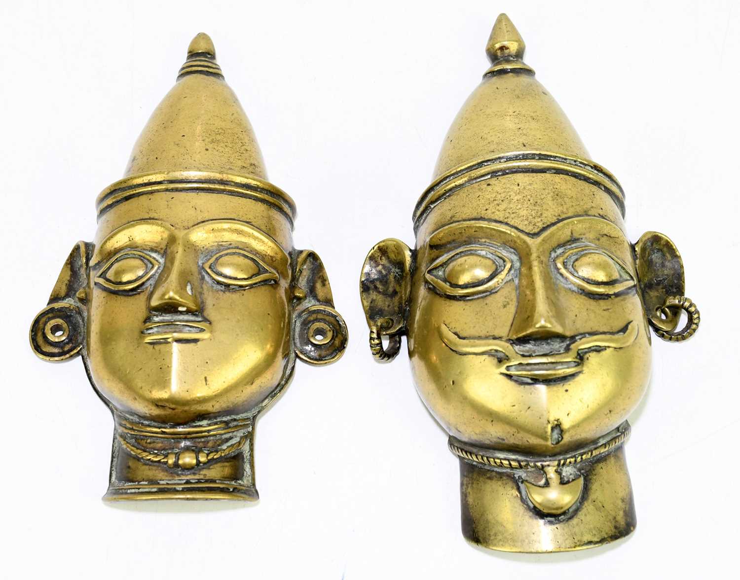 Lot 2321 - Two Burmese cast brass heads, tallest height...