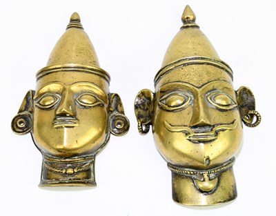 Lot 2321 - Two Burmese cast brass heads, tallest height...