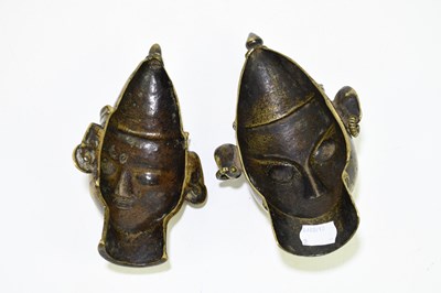 Lot 2321 - Two Burmese cast brass heads, tallest height...