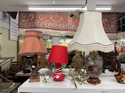 Lot 164A - Three decorative table lamps including red...