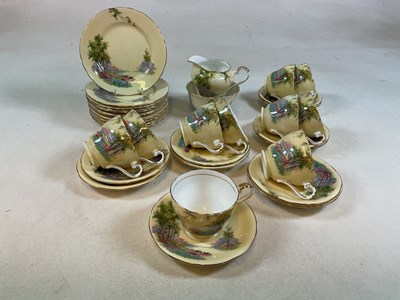 Lot 229 - AYNSLEY; a part tea set with twelve tea plates,...