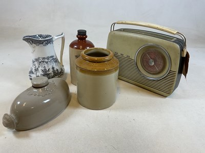 Lot 14 - A vintage Bush Radio,  three stoneware items...