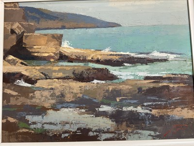 Lot 349 - JAMES FRY; oil on board, 'Low Tide, Winspit',...