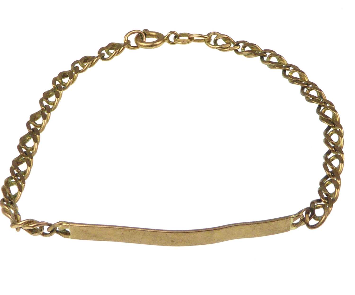 Lot 986 - A 9ct gold identity bracelet with blank panel...