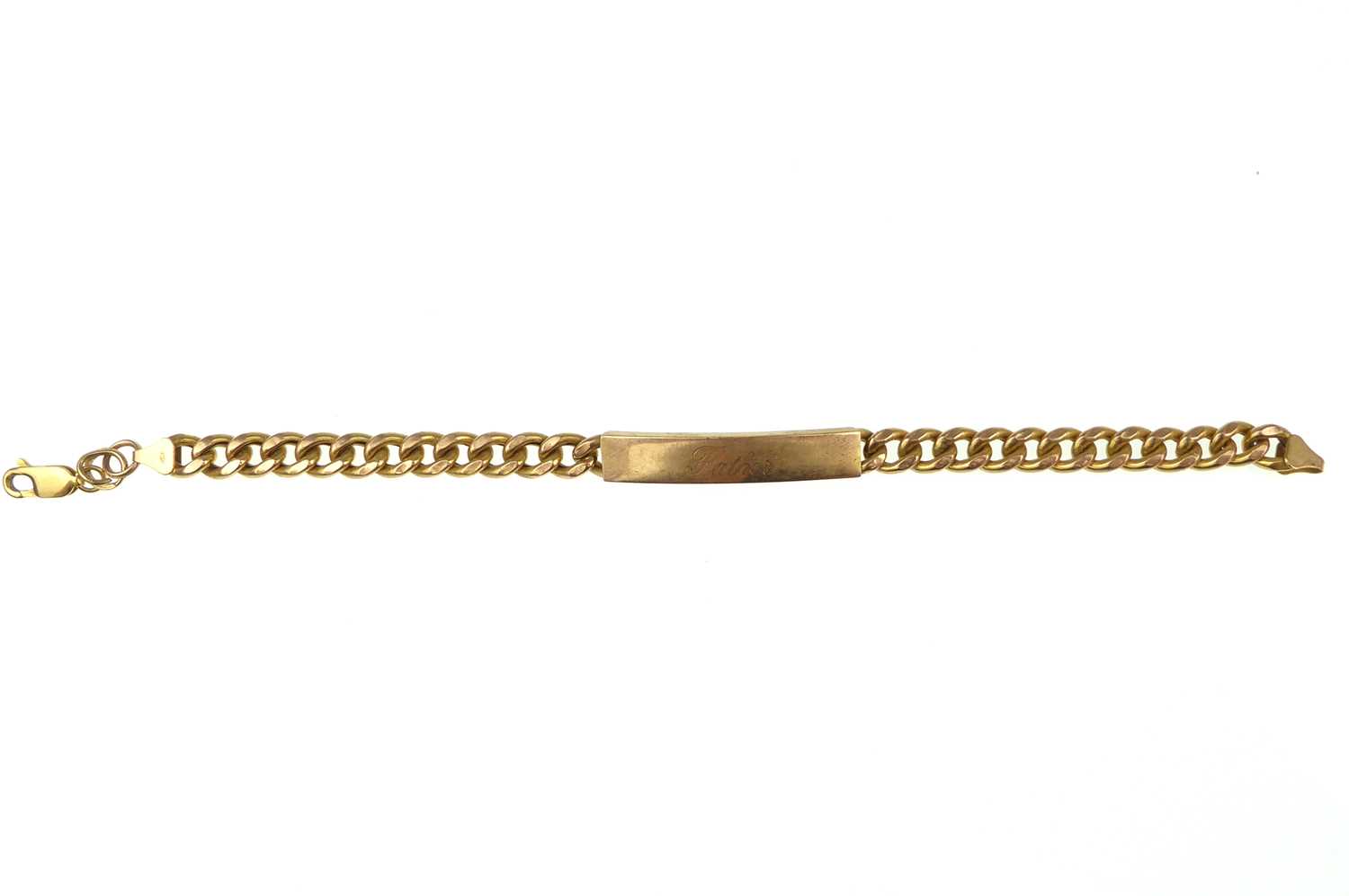 Lot 987 - A 9ct gold identity bracelet with belcher