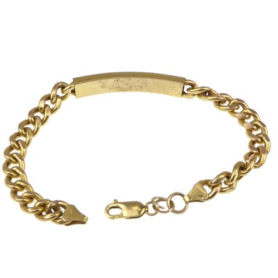 Lot 987 - A 9ct gold identity bracelet with belcher link...