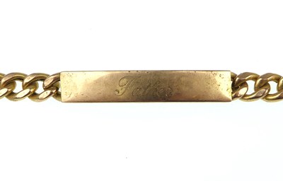 Lot 987 - A 9ct gold identity bracelet with belcher link...