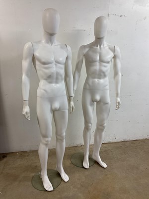 Lot 174 - A pair of male display mannequins on glass...