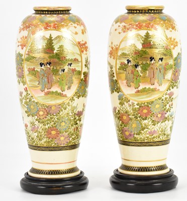 Lot 381 - A pair of 19th century Satsuma vases of ovoid...