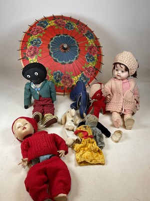 Lot 111 - Two vintage felt toys, various dolls, and a...