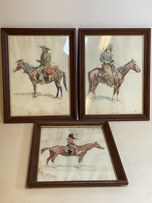 Lot 368 - AFTER FREDERIC REMINGTON; three prints...