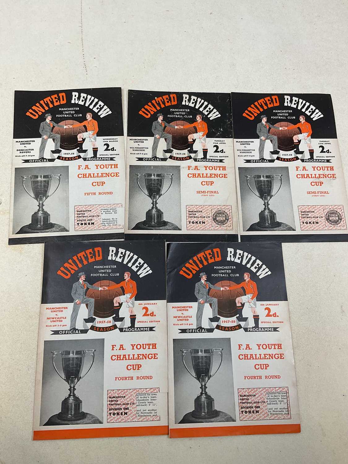 Lot 1364 - Five F.A. Youth Challenge Cup programmes,...