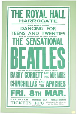 Lot 315 - THE BEATLES; a green and white poster for 'The...