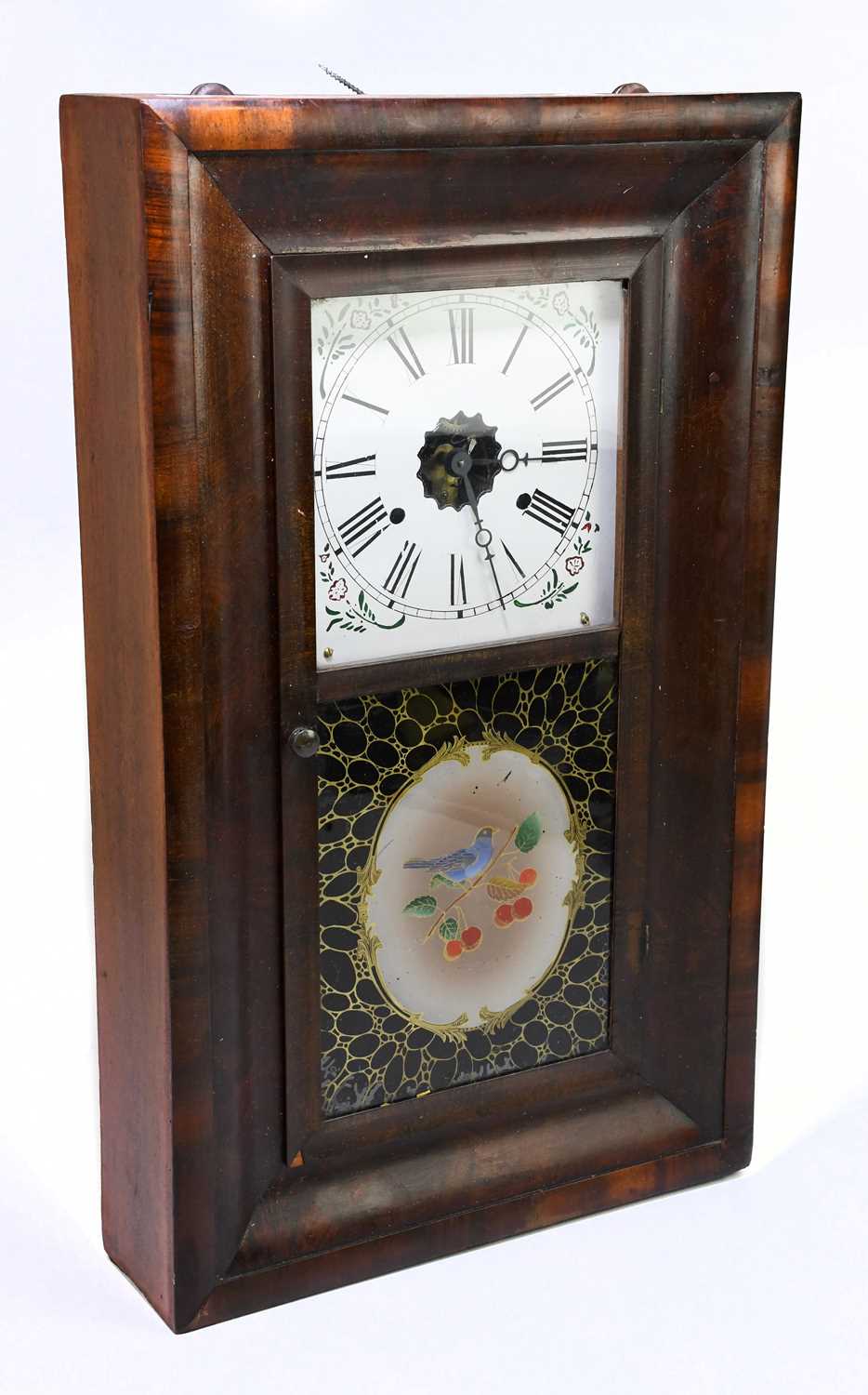 Lot 2714 - An American walnut wall clock with painted...