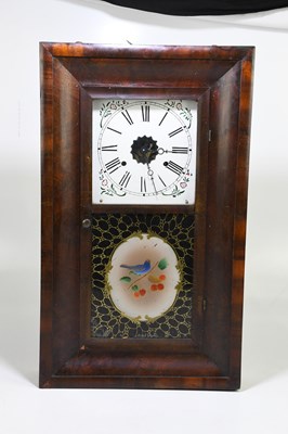 Lot 2714 - An American walnut wall clock with painted...