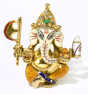 Lot 261 - A yellow metal enamel decorated pendant...