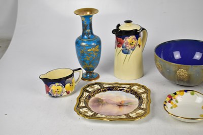 Lot 458 - P. CURNOCK FOR ROYAL DOULTON; a hand painted cabinet plate of square form