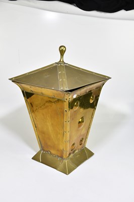 Lot 2634 - An Art Nouveau embossed brass coal bucket and...