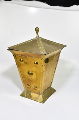 Lot 2634 - An Art Nouveau embossed brass coal bucket and...