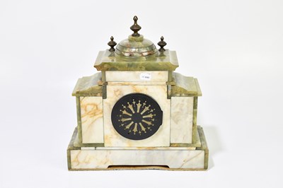 Lot 2694 - A green onyx Mausoleum mantel clock, height 37cm.