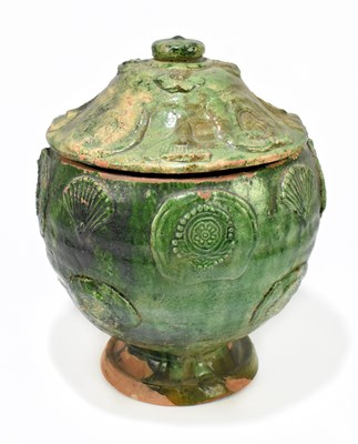 Lot 1019 - A Chinese Song dynasty (960-1279AD) green glazed terracotta jar and cover