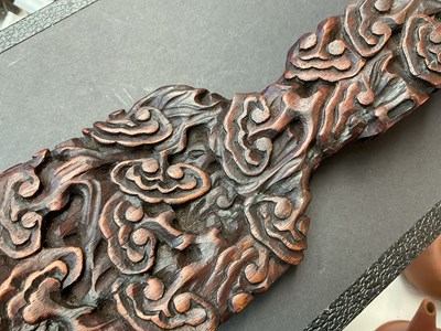 Lot 2158 - A contemporary Chinese carved wooden Ruyi...