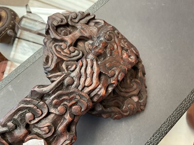 Lot 2158 - A contemporary Chinese carved wooden Ruyi...