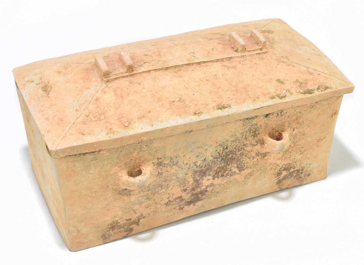 Lot 1007 - A Chinese Han dynasty (206BC-220AD) terracotta rectangular casket and cover