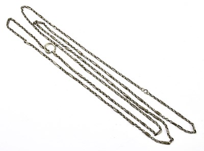 Lot 1462 - A white metal guard chain, length 140cm.