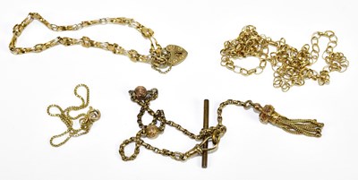 Lot 243 - A yellow metal curb link necklace stamped 9K,...