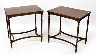 Lot 37 - A pair of reproduction mahogany side tables on...