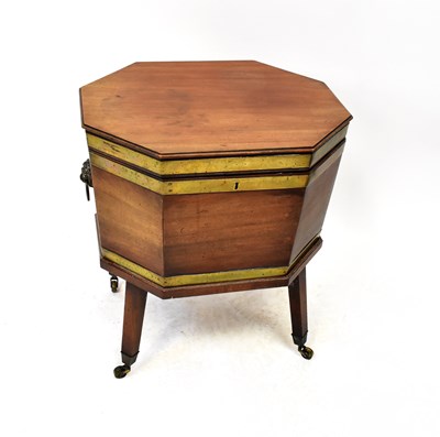 Lot 15 - A George II brass bound mahogany wine cooler...