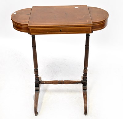 Lot 55 - An Edwardian lozenge-shaped mahogany sewing...