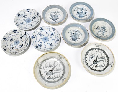 Lot 1020 - Nine similar Chinese blue and white Tek Sing Cargo shallow bowls/dishes