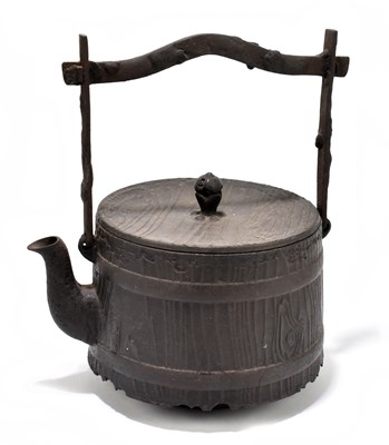 Lot 642 - A Japanese Meiji period cast iron Tetsubin (kettle) with fixed handle