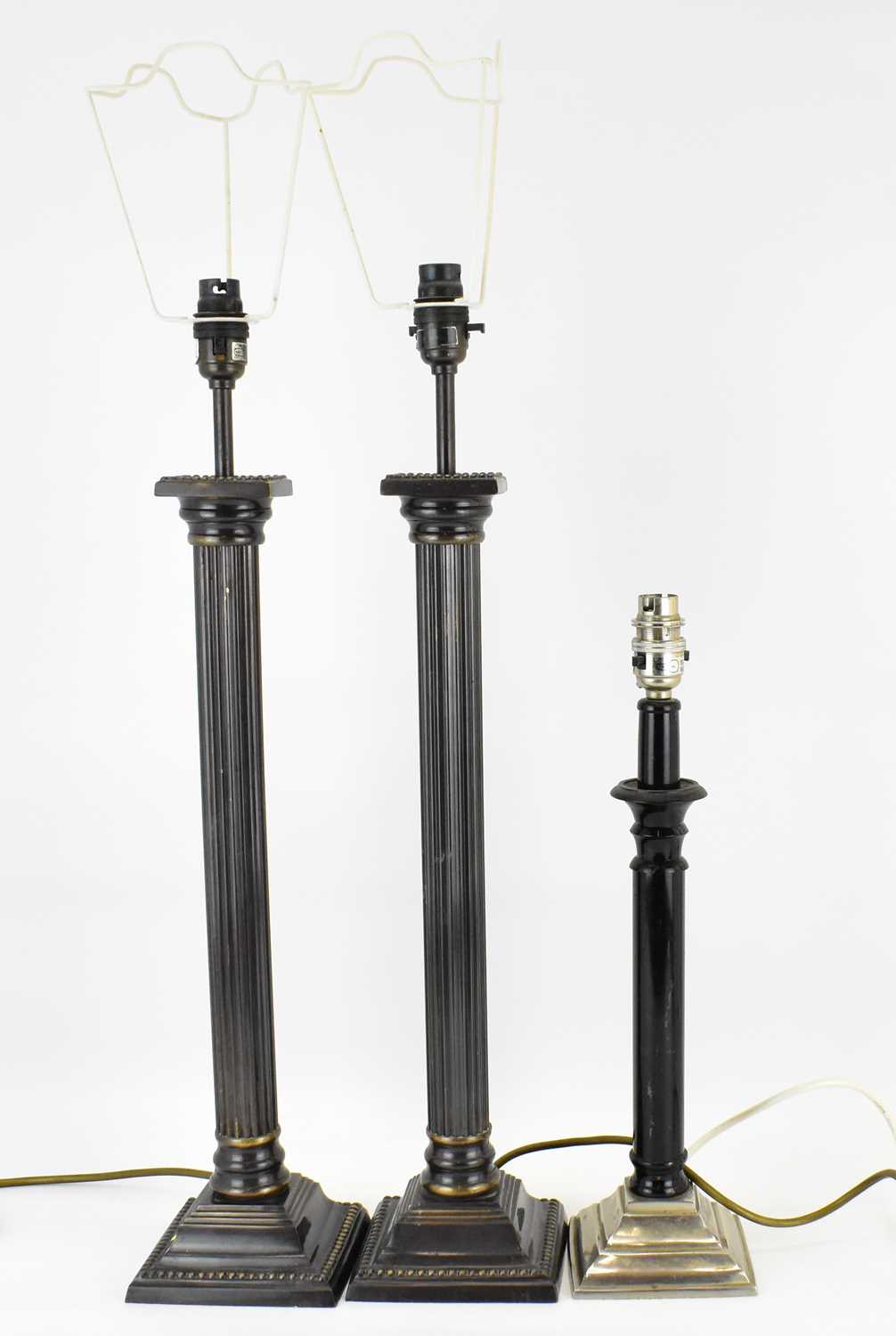 Lot 97 - A pair of metal tall Corinthian column table...