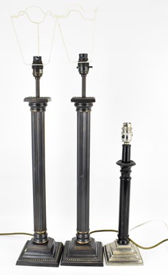 Lot 97 - A pair of metal tall Corinthian column table...