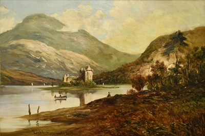 Lot 1661 - MAXWELL SCOTT: oil on canvas, depicting a loch,...