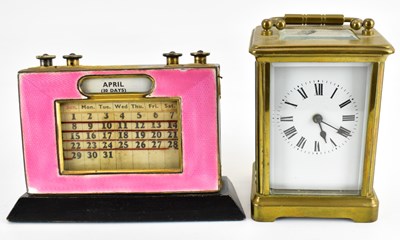 Lot 110 - A French brass and glazed side carriage clock,...