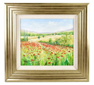 Lot 1899 - KAREN WALLIS COLEMAN; oil on board, 'Poppy...