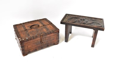 Lot 165 - A 19th century Indian carved box with studded...