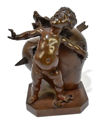 Lot 320 - HENRI GIRAUD (1805-1895); a bronze figure of a cherub