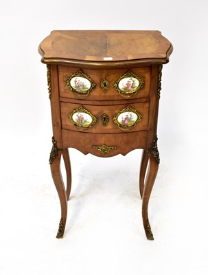 Lot 39 - A reproduction burr walnut and satinwood...