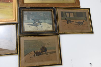 Lot 1682 - J E RIPPER; folk art oil on board, fighting...