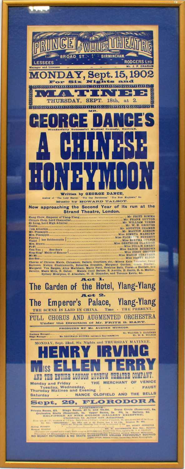 Lot 628 - An early 20th century theatre advertising...