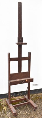 Lot 16 - A late 19th century oak adjustable easel, with...