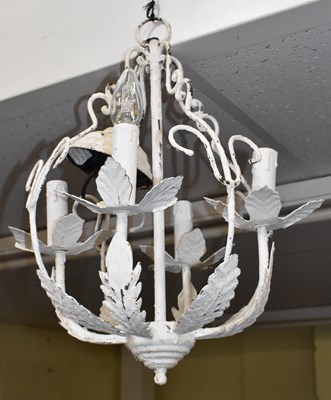 Lot 140 - A decorative wrought iron ceiling light.