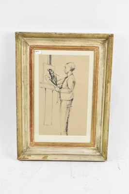 Lot 677 - B ANTHONY; ink drawing, study of an artist...