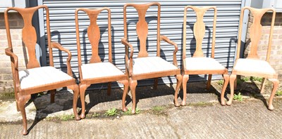 Lot 93 - A set of five early 20th century oak Queen...